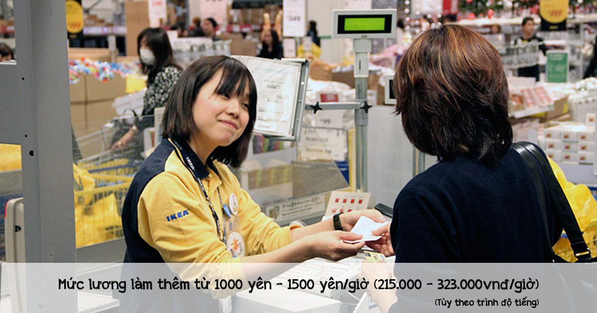 Sinh viên làm thêm tại Nhật có mức thu nhập từ 1000-1500 yên/giờ